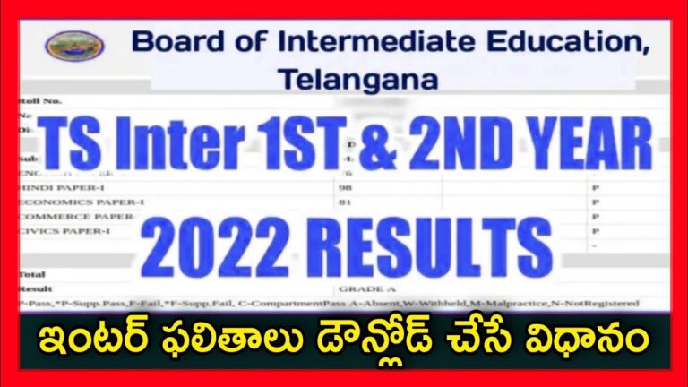TS Inter 1st,2nd Year Results 2022,Mark memo results.cgg.gov.in Manabadi