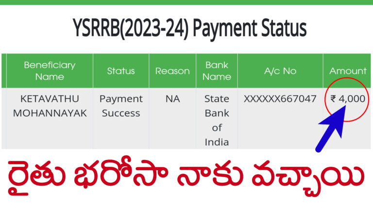 YSR Rythu Bharosa (2023-24) Payment Status